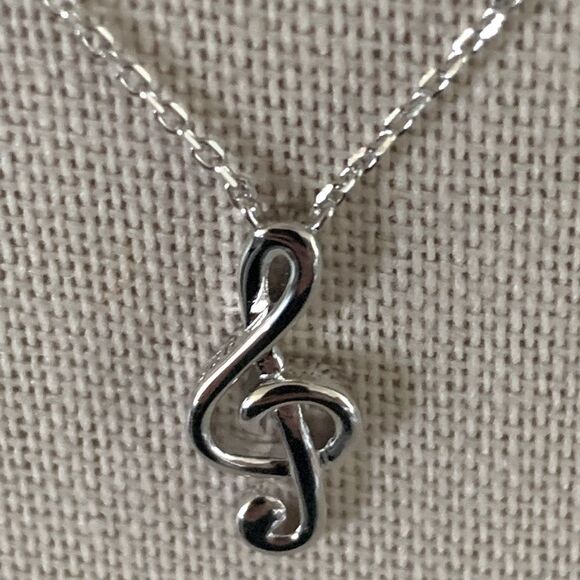 Sterling Silver Treble Clef Necklace - Picture 3 of 8